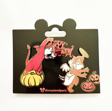 DLP - Happy Halloween - Chip and Dale as Devil and Angel Pin Set