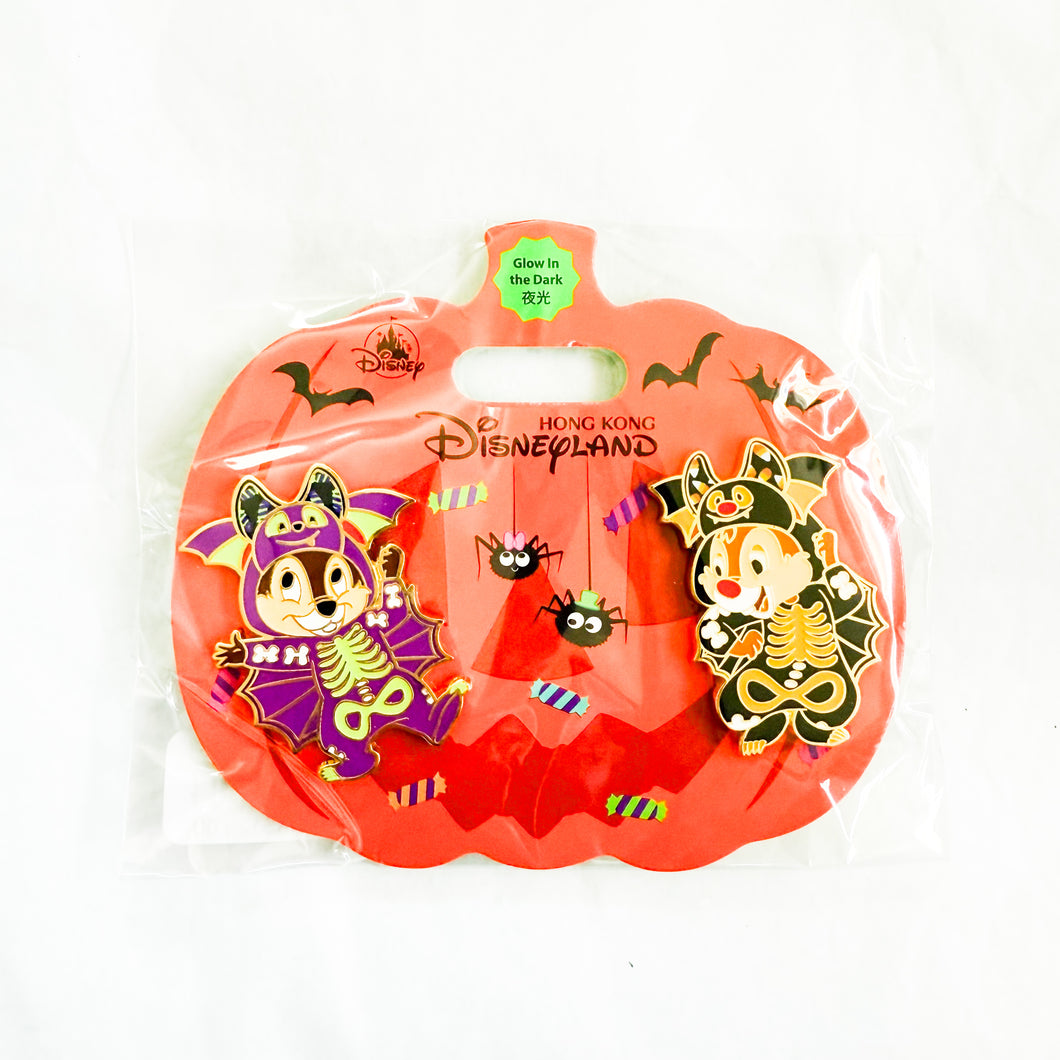 HKDL - Happy Halloween - Skeleton Bat Costumes - Chip and Dale Pin
