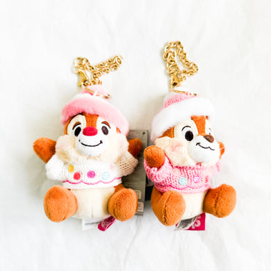 HKDL - Pom Pom Series - Chip and Dale Plush Keychains
