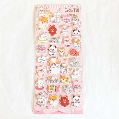 Cute Pets Ver. 1 Puffy Stickers Sheet