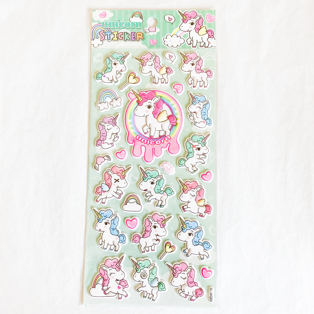 Unicorn Ver. 2 Puffy Stickers Sheet