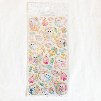 Cute Cats with Macarons and Cupcakes Stickers Sheet