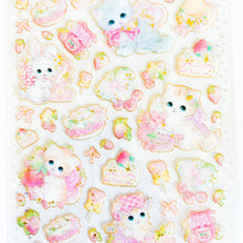 Cute Cats with Strawberries Cake and Jam Stickers Sheet