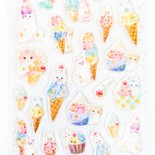Cats with Ice Cream Puffy Stickers Sheet