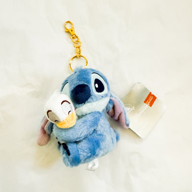 HKDL - Stitch and Duckling Hugging Plush Keychain