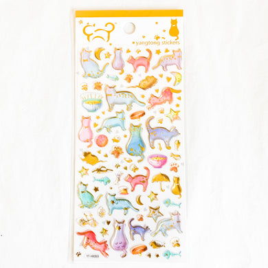 Cats Silhouettes Puffy Stickers Sheet