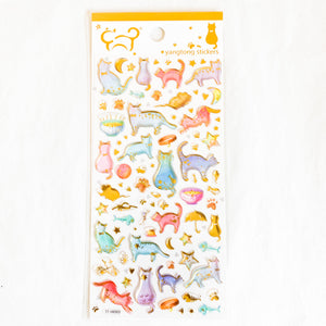 Cats Silhouettes Puffy Stickers Sheet