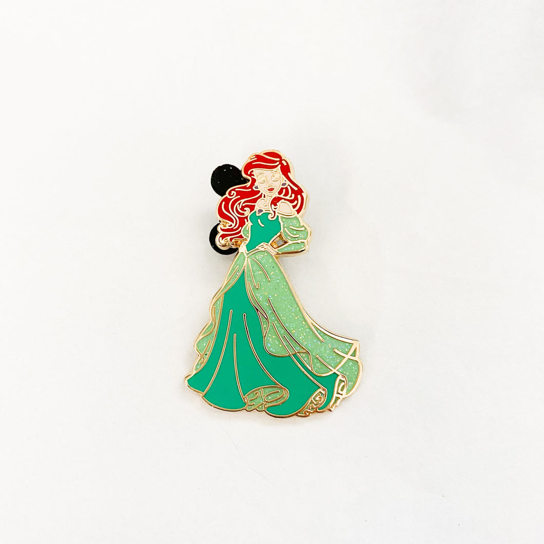 Princess Ariel Hands On Hip Glitter Green Dress Pin MadHouse Collectibles Princess Ariel Hands On Hip Glitter Green Dress Pin MadHouse Collectibles