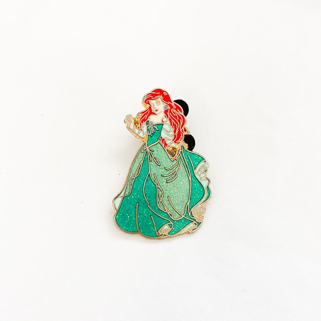 Princess Ariel Glitter Dress Waving Pin MadHouse Collectibles Princess Ariel Glitter Dress Waving Pin MadHouse Collectibles