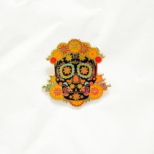 Loungefly - Dia De Los Muertos - Sugar Skull with Orange Flowers Pin