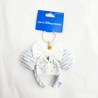 TDR - Lace Bow & Light Blue Minnie Mouse Mini Ear Headband Keychain