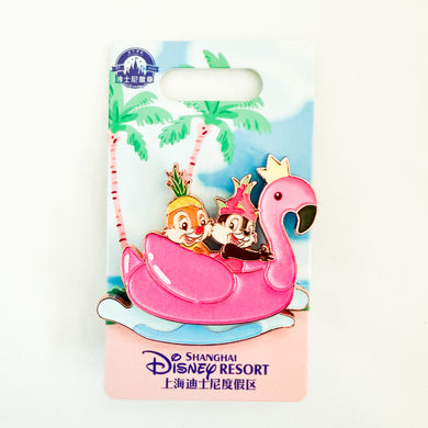 SHDR - Chip and Dale on Floaty Flamingo Pin
