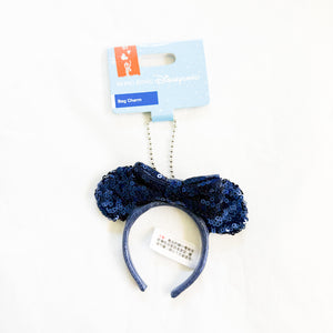 HKDL - Blue Sequins Minnie Mouse Ears Mini Headband Keychain