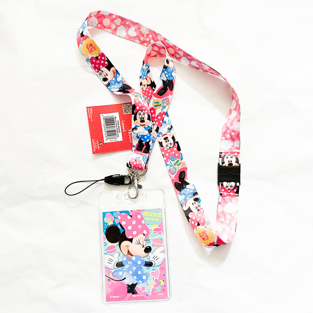 Minnie Mouse Pink Polka Dot Lanyard and Badge Holder