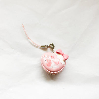 Pink Heart Marie Macaron Phone Strap