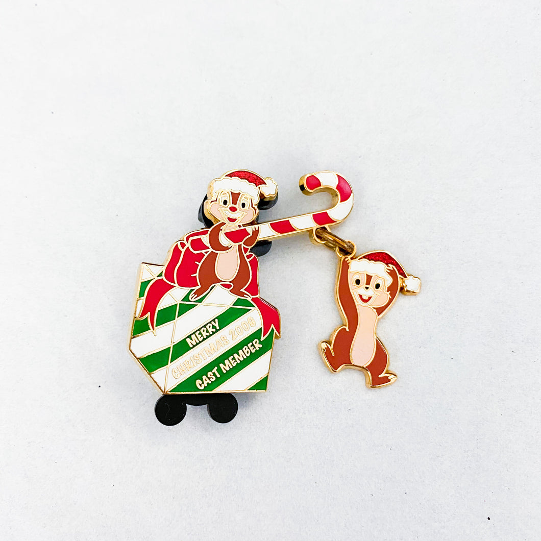 Merry Christmas 2009 Cast Member - Chip & Dale Candy Cane Pin