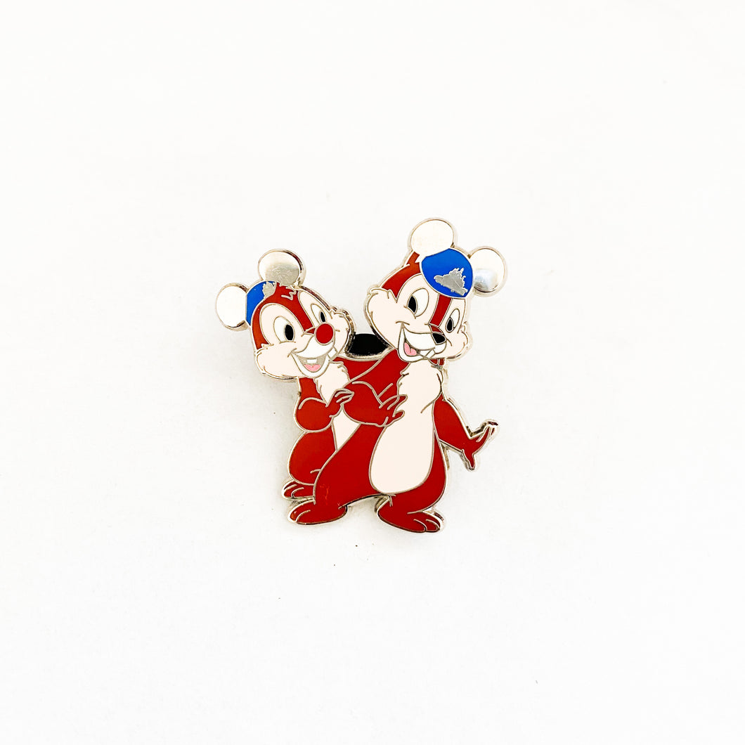 Chip And Dale Wearing Silver Mickey Ears Hat Pin