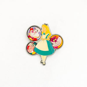 Alice With White Rabbit, Mad Hatter, and Cheshire Cat Pin