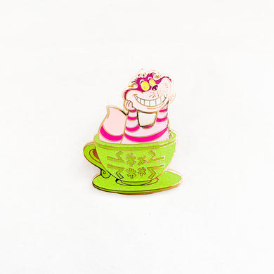 Cheshire Cat Sitting In Teacup Pin