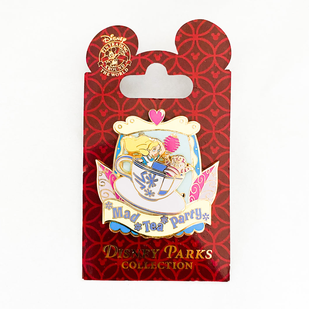 Mad Tea Party - Alice & Cheshire Cat In Teacup Slider Pin
