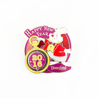 Happy New Year 2016 - White Rabbit Spinner Pin