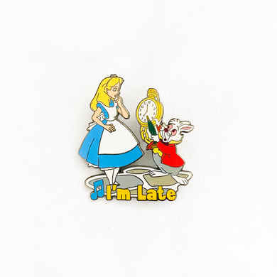 Magical Musical Moments - I'm Late - Alice & White Rabbit Pin