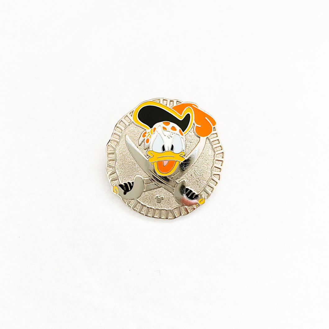 Hidden Mickey - Pirate - Silver Coin Donald Duck Pin